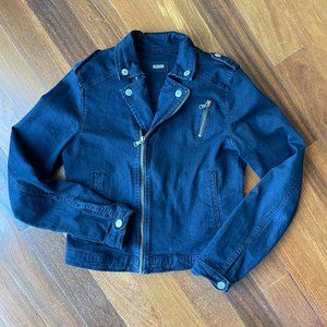 Hudson Girls Moto Denim Jacket Sz XL - Dark Navy Blue